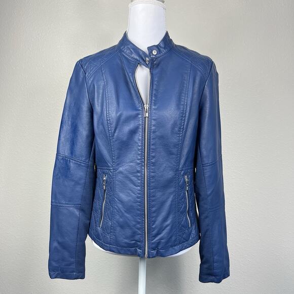BLACK RIVET Moto Jacket Faux Leather Jacket Womens Small Animal Print Lining Zip - Picture 1 of 15